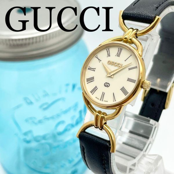 672【美品】GUCCI グッチ時計 レディース腕時計 アンティーク ゴールド-
