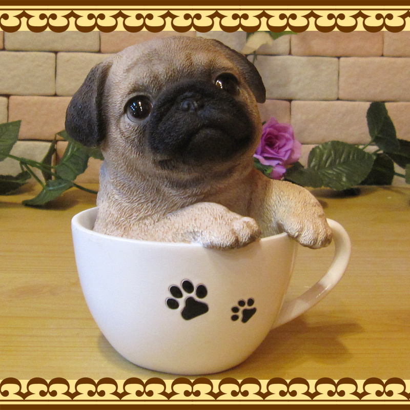  Pug ornament tea cup dog A type real . dog. objet d'art ... figure gardening dog. interior front door ceramics 