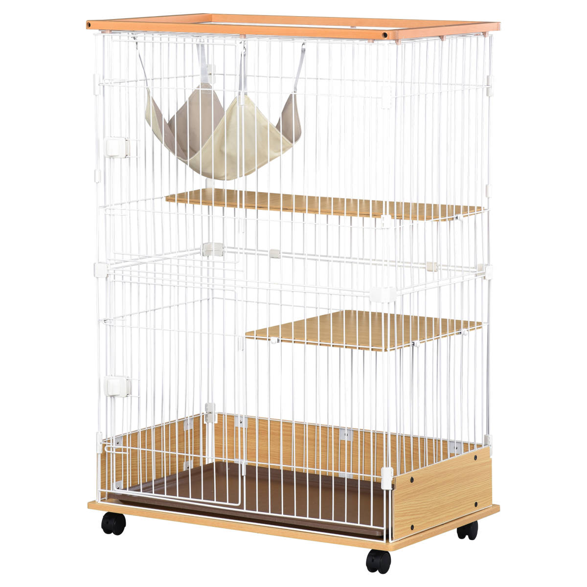  cat cat cage wooden two step natural 1 step 2 step possibility with casters cat house absence number protection . mileage prevention many head ..