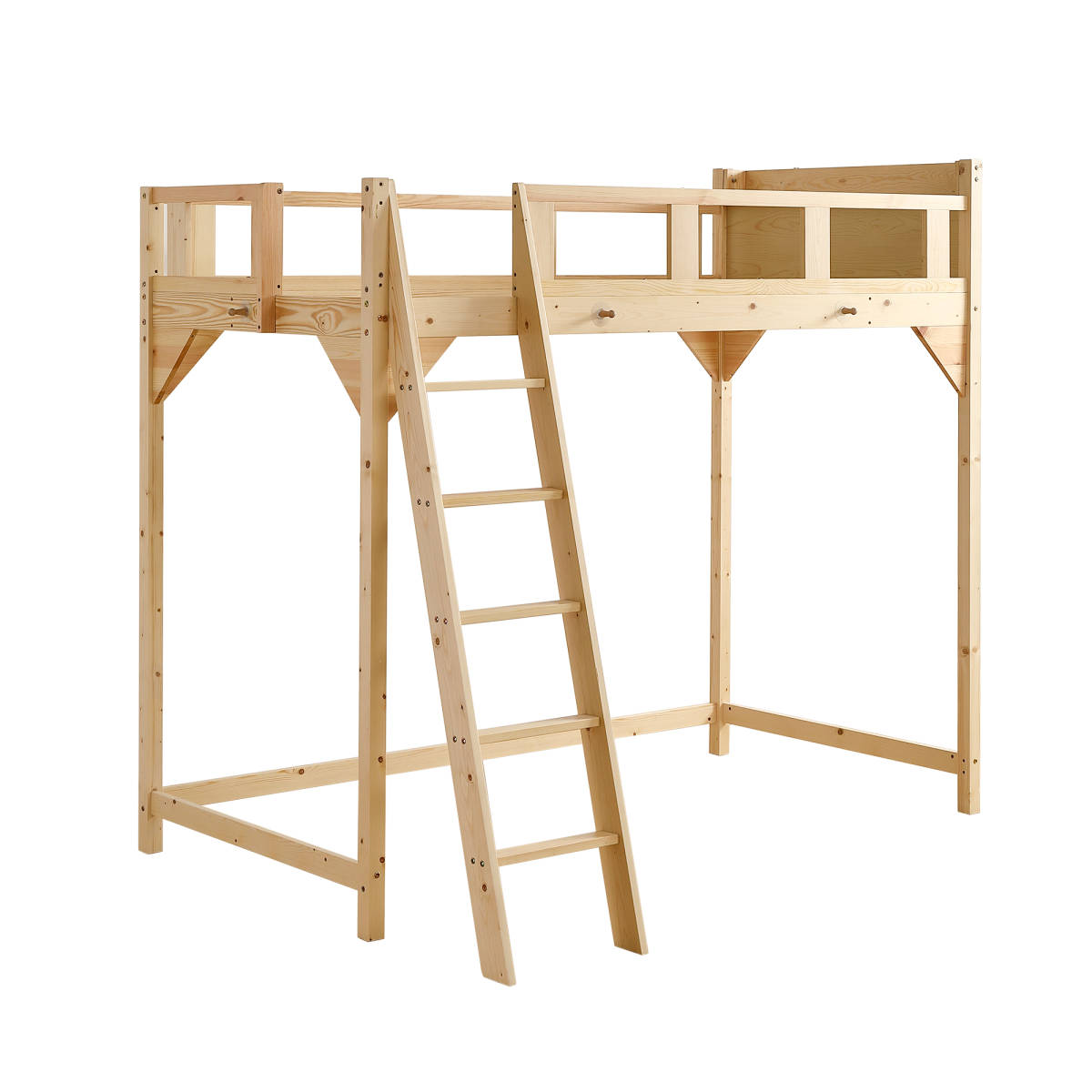 ロフトベッド ハイタイプ 頑丈すのこベッド 天然木 パイン材 S シングル 宮付き はしご位置変更可能 収納 北欧風 大人 一人暮らし 子供部屋_画像10