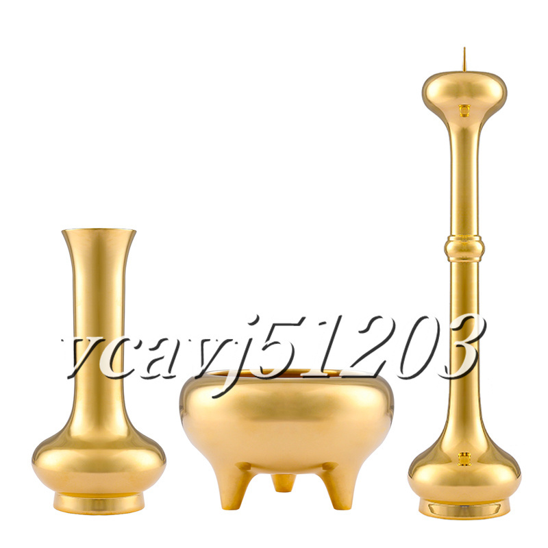 密教法具寺院仏具」大型寛通型三具足花立1個火立1個香炉1個仏教 密教法具寺院仏具」大型寛通型三具足花立1個火立1個香炉1個仏教