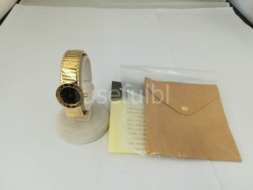 【腕時計】BVLGARI ブルガリブルガリ トゥボガス　750（刻印有）YG　ブラック文字盤　BB232T　保存袋付　74.81g　サイズL　SY02-ADL★