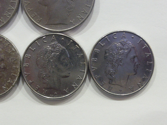 イタリアコイン6枚おまとめて 50リラ/100リラ L.50×4枚 L.100×2枚 1964年～ ミネルバ神 総重量約40.5g 伊太利亜 外国銭 硬貨 _画像4