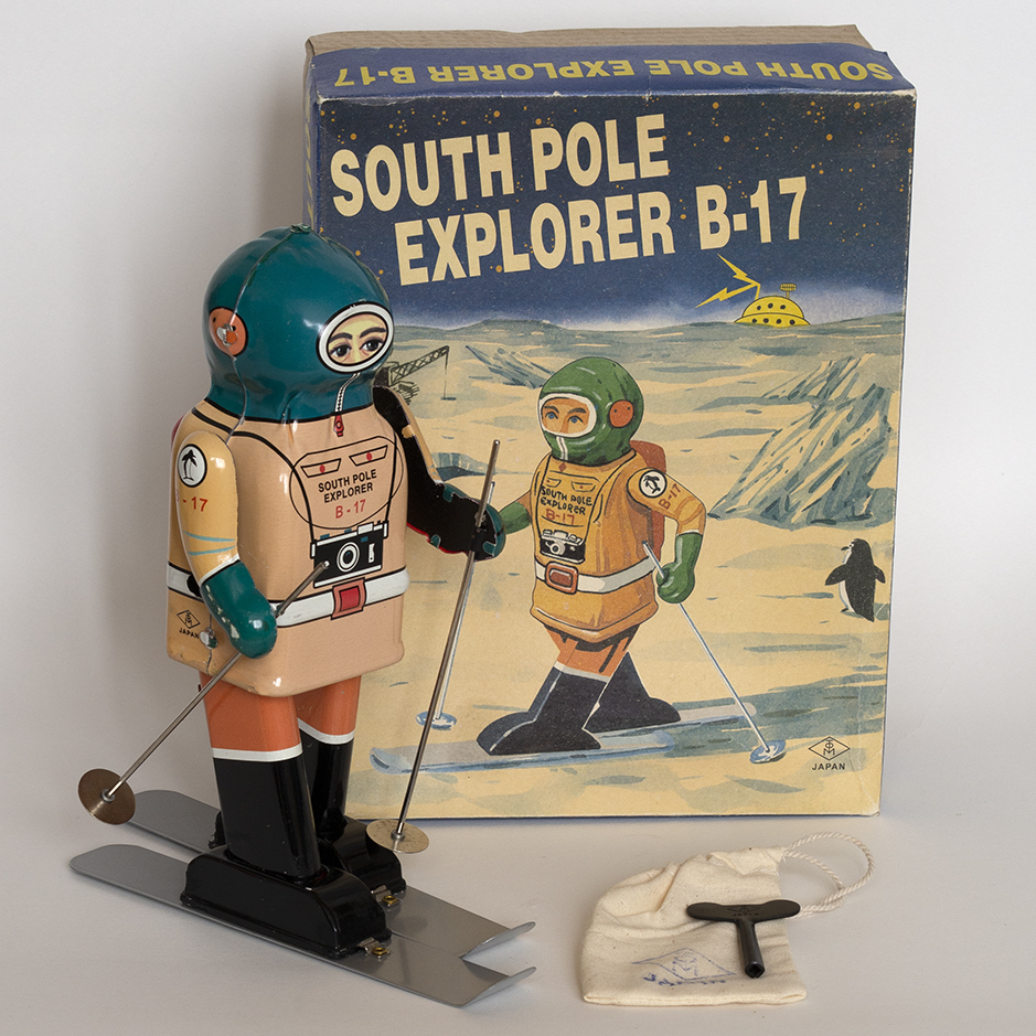 【完動品】倉持商店 SOUTH POLE EXPLORER B-17 第２期南極探検隊 ブリキロボット オリジナル ゼンマイ ブリキ玩具 当事物 箱付 日本製 TOM