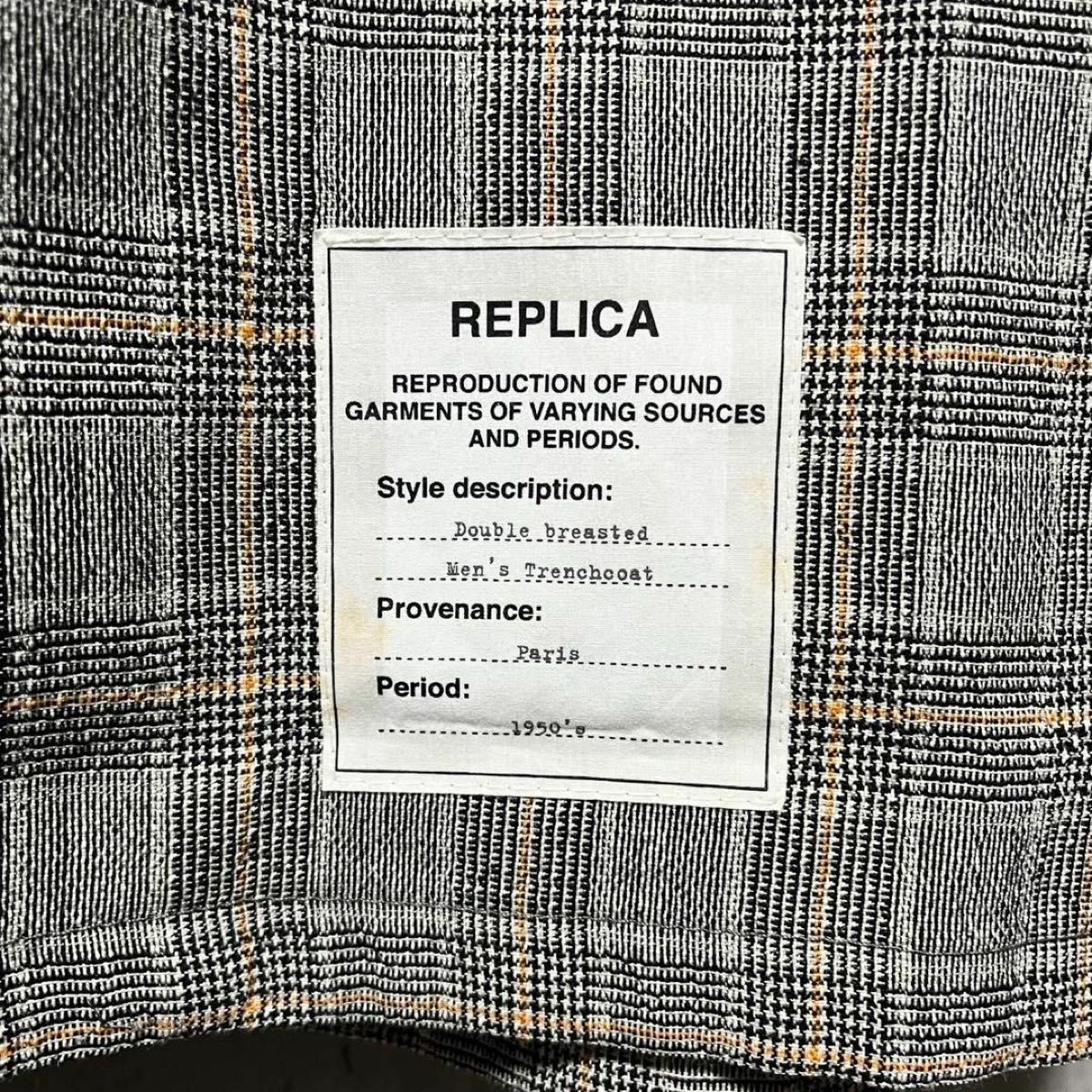 Maison Margiela メゾンマルジェラ トレンチコート チェック Maison Margiela メゾンマルジェラ トレンチコート チェック