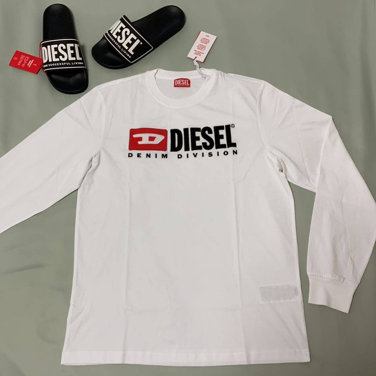 洗練されたデザイン　DIESEL　T-JUST-LS-DIV　ホワイト　XXL　A03768 0GRAI　2023新モデル　#DIESELMAKO