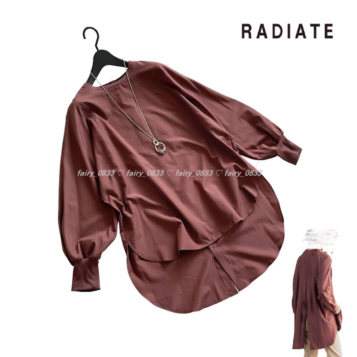 【日本製 】新品■スコットクラブ RADIATE ラディエイト■14300円　抜け感フィッシュテール＆バックボタン...♪ロングシャツプルオーバー_画像1