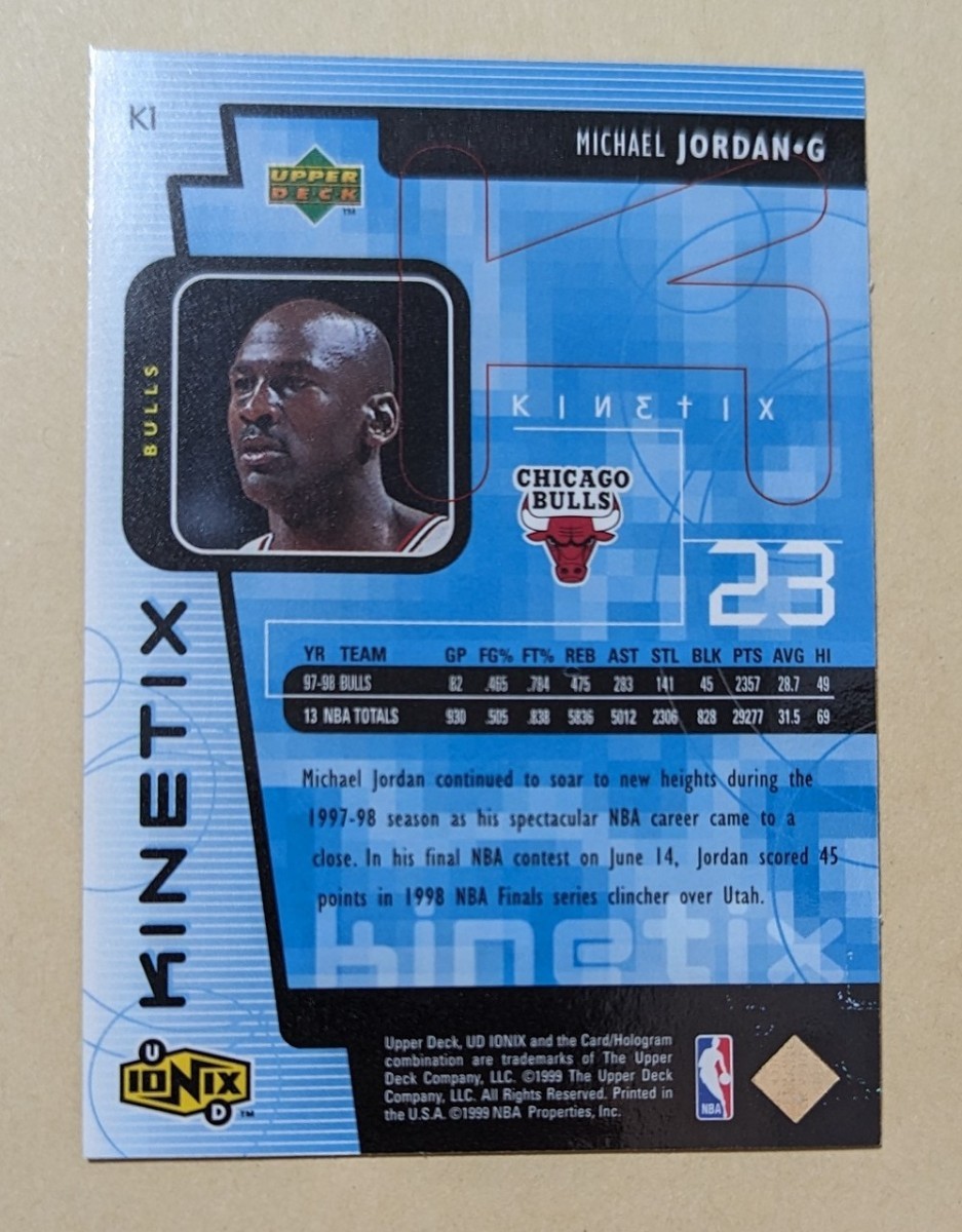 1998-99 Upper Deck UD Ionix Michael Jordan Kinetix Insert Chicago Bulls マイケル・ジョーダン アッパーデック_画像2