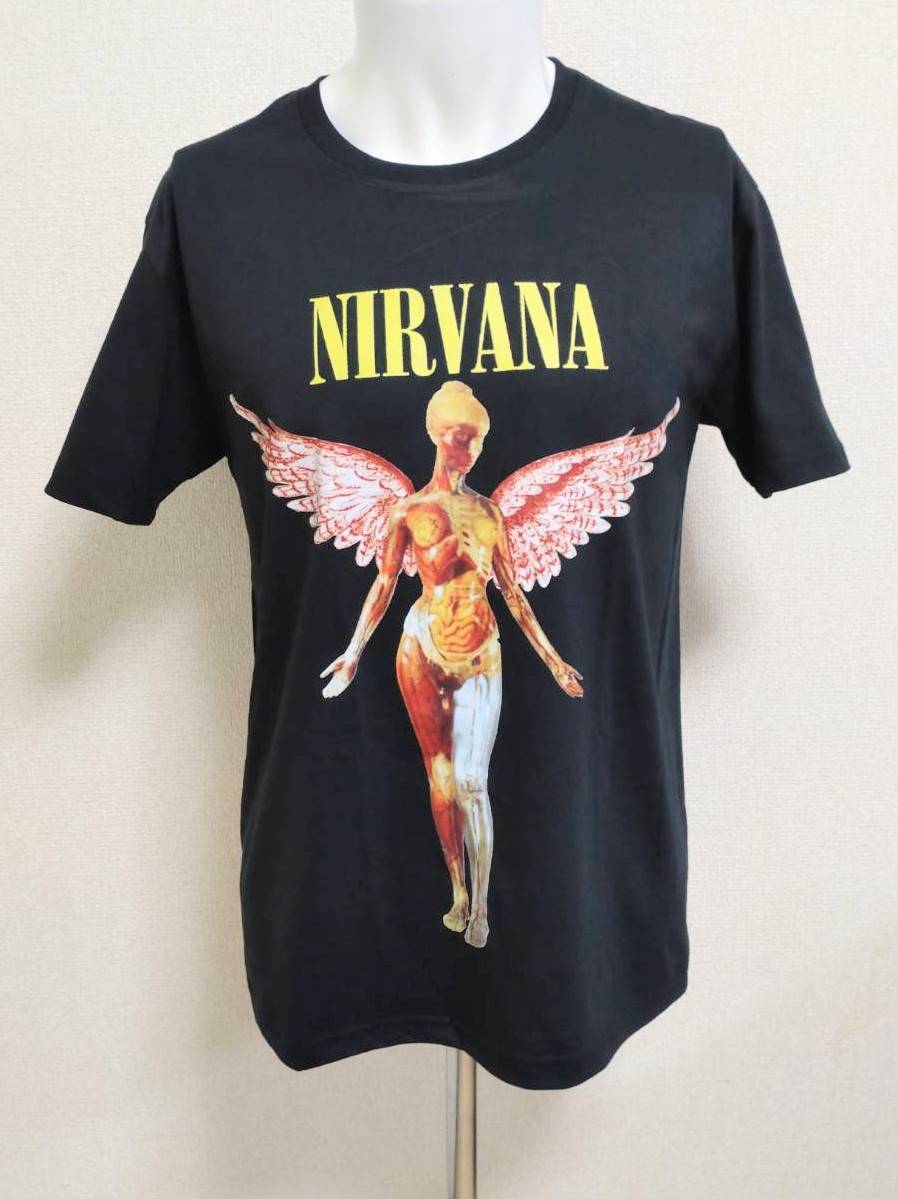 送料無料　【Mサイズ】ニルヴァーナ　Tシャツ　ロックバンド　天使　NIRVANA　カート・コバーン　ファンスマ_画像1