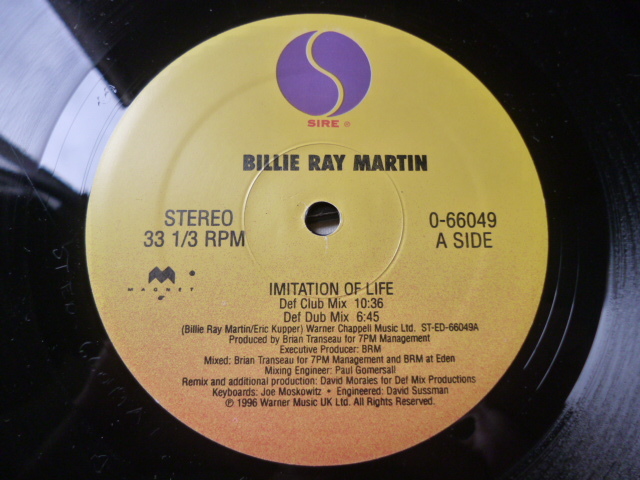 Billie Ray Martin / Imitation Of Life アップリフト・アグレッシブ HOUSE 12 David Morales 試聴_画像2