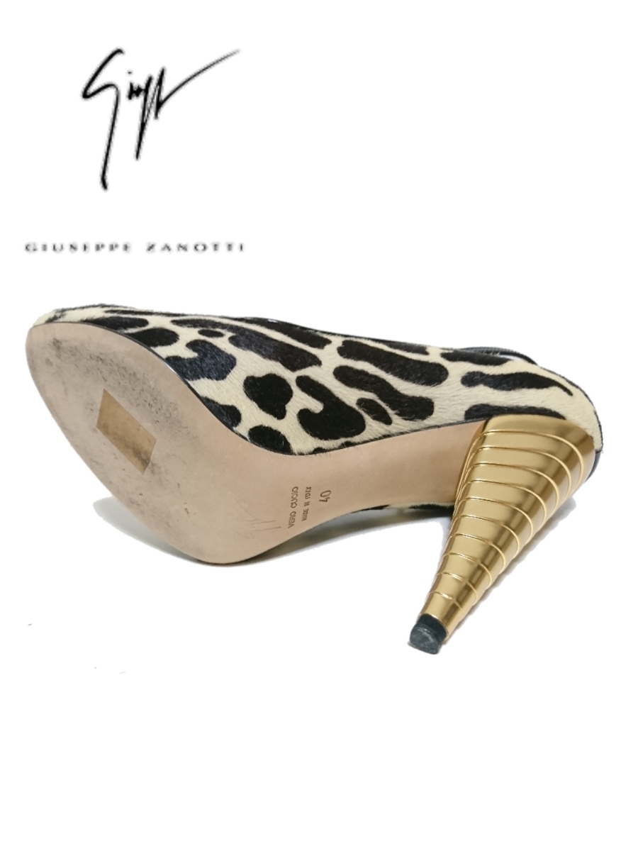  beautiful goods [ Giuseppe Zanotti ] open tu pumps (40) is lakopo knee hair enamel Giuseppe zanotti strap Leopard 