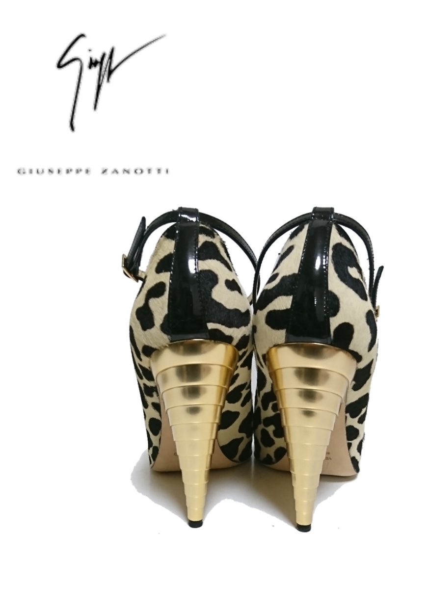  beautiful goods [ Giuseppe Zanotti ] open tu pumps (40) is lakopo knee hair enamel Giuseppe zanotti strap Leopard 