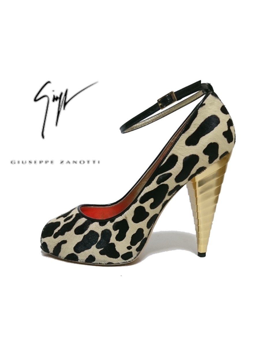  beautiful goods [ Giuseppe Zanotti ] open tu pumps (40) is lakopo knee hair enamel Giuseppe zanotti strap Leopard 