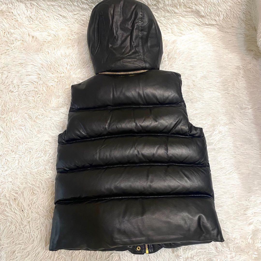 Alexander Wang Alexander one down vest leather sheep leather lambskin lady's black black XS