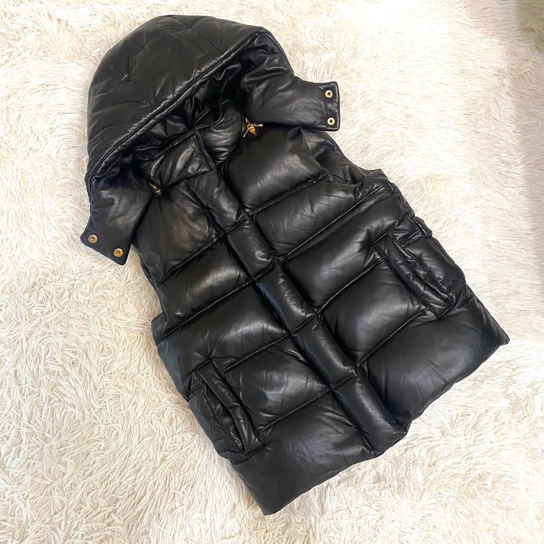 Alexander Wang Alexander one down vest leather sheep leather lambskin lady's black black XS