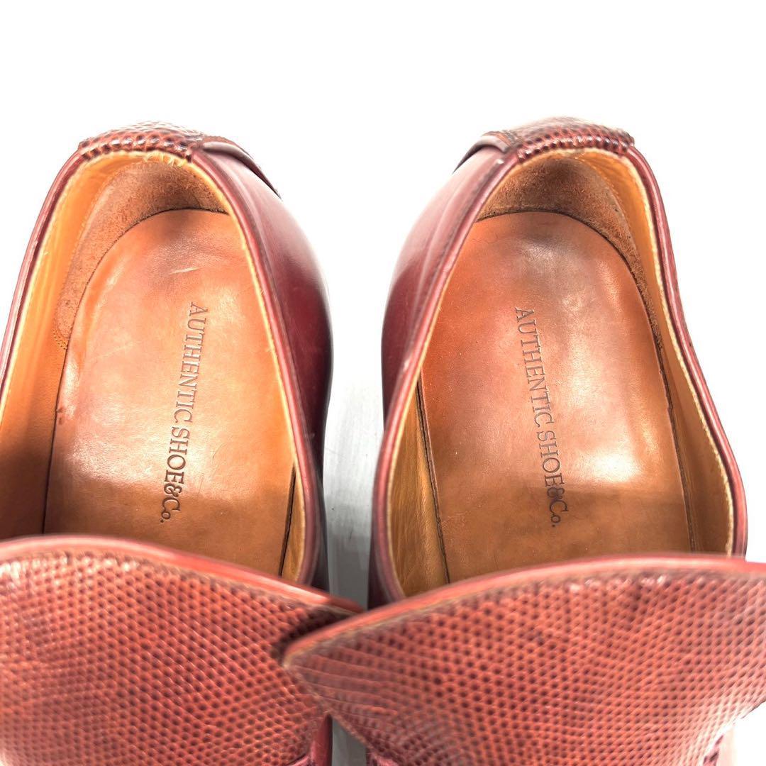 AUTKENTIC SHOE& Co. オーセンティックシュー&コー　革靴　ローファー　リザードレザー　トカゲ　ボルドー　26cm メンズ　靴　シューズ_画像8