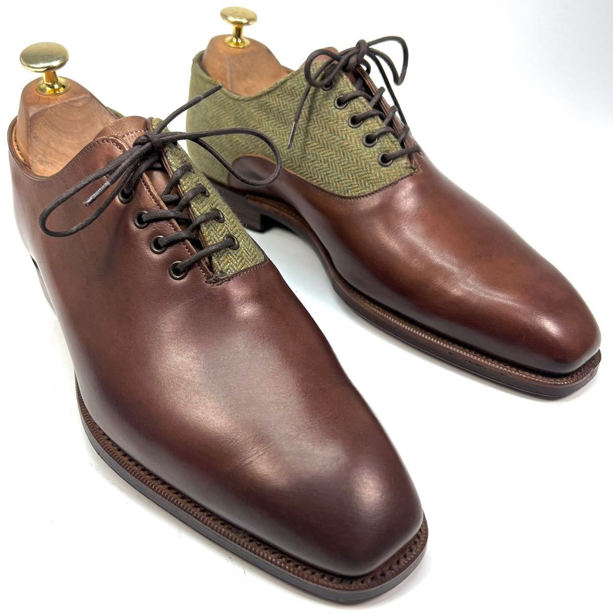GRENSON グレンソン　革靴　ホールカット　ツイード　コンビ　7 1/2 25.5〜26cm メンズ　靴　ビジネスシューズ　ブラウン