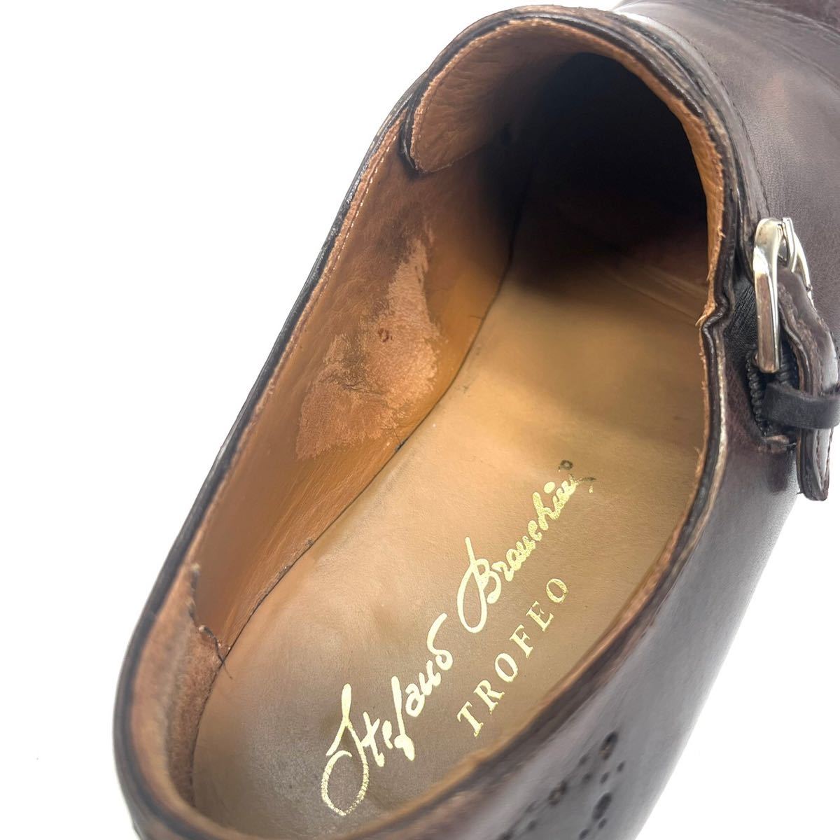Stefano Branchini ステファノブランキーニ　　TROFEO 革靴　シングルモンク　パティーヌ　8 1/2 26.5cm メンズ　靴　 シューズ　ブラウン