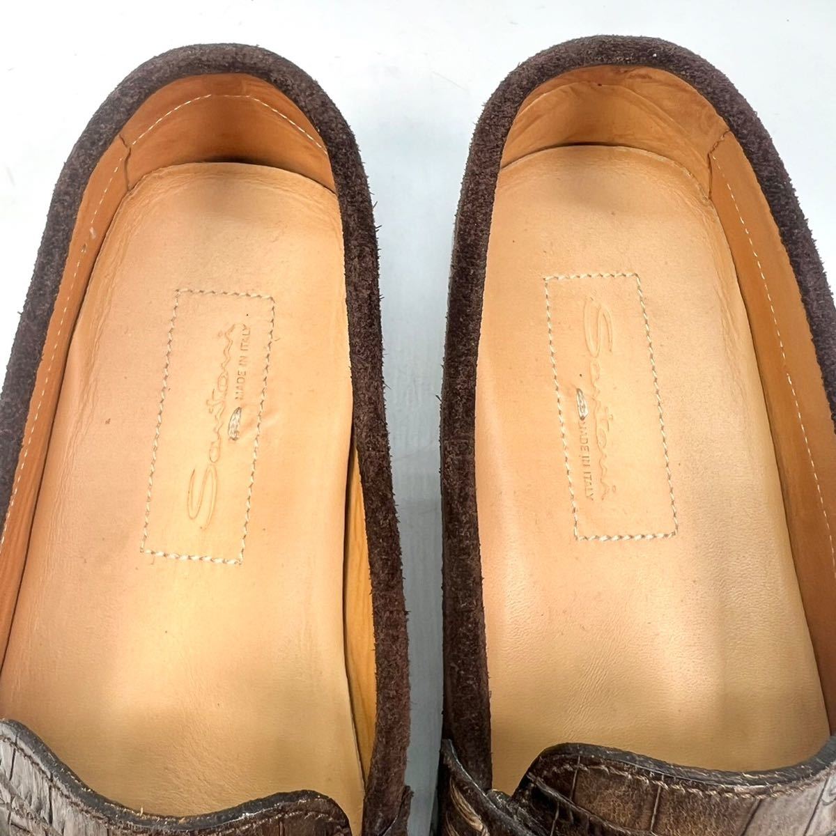 Santoni サントーニ　ローファー　革靴　クロコ型押し　6 25cm メンズ　靴　シューズ　ブラウン_画像5