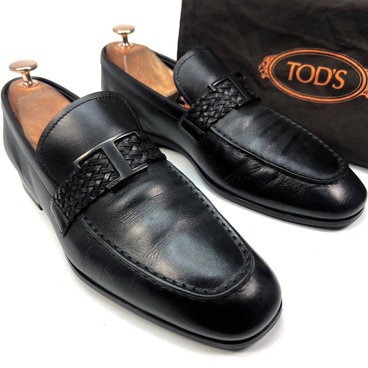 TOD'S トッズ　革靴　ローファー　Tロゴ　タイムレス　5 1/2 24.5〜25cm メンズ　靴　シューズ　ブラック　黒　レザー