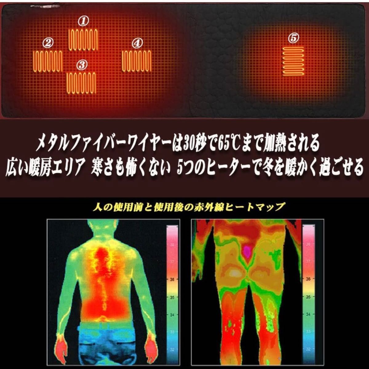 電熱マット 寝袋用 発熱パッド 秋冬 アウトドア 急速加熱 防寒 電気マット ほかほかカーペット キャンプ 