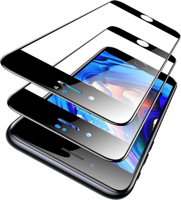 在庫処分 2枚入り 黒枠 3D全面 iPhone SE3 (2022) ガラス フィルム アイフォン 衝撃吸収 カバー 曲面 画面 シート シール Glass Film 9H_画像1