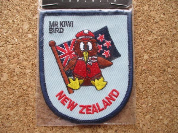 80s ニュージーランドNEW ZEALANDキーウィMR KIWI BIRDワッペン/奇異鳥ビンテージ野鳥SOUVENIR BADGE国旗TRAVEL NZ VINTAGE PATCH D17_画像1