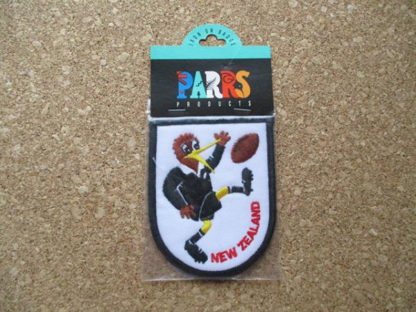 80s ニュージーランドNEW ZEALANDキーウィKIWIワッペンrugbyラグビー/奇異鳥ビンテージ野鳥SOUVENIR BADGE TRAVEL NZ VINTAGE PATCH D17_画像1