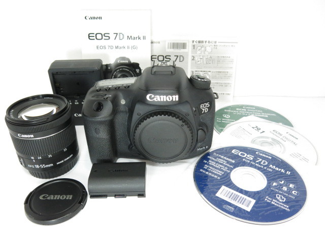 【 中古品 】Canon EOS 7D MarkII EFS18-55ｍｍIS STM 純正レンズセット キヤノン [管CN1552]