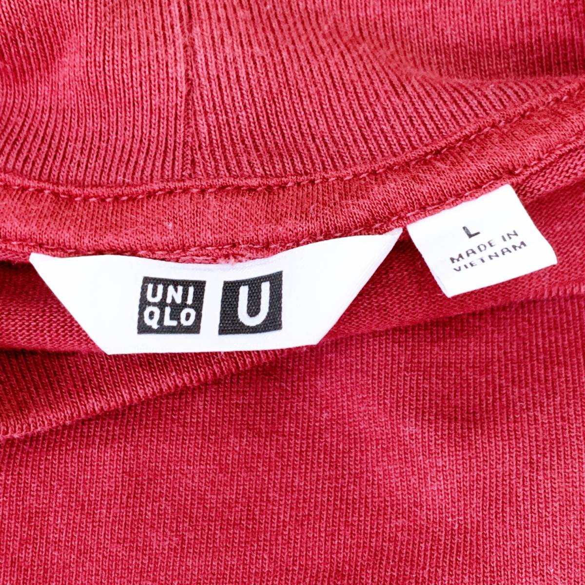 S332 UNIQLO ユニクロ レディース カットソー 長袖 人気 L 赤 無地 綿100% 万能 シンプルデイリーカジュアル 紫 袖リブ _画像8