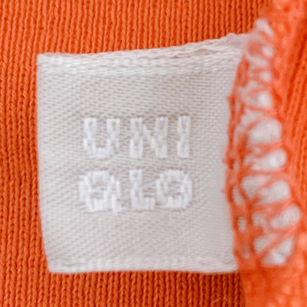 S428 ★美品★UNIQLO ユニクロ レディース Tシャツ 半袖 人気 オレンジ（橙）無地 綿100% 万能 シンプルデイリーカジュアル ヘンリーネック_画像9