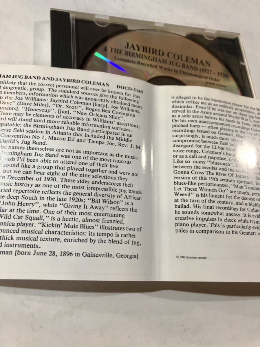 Jaybird coleman & the Birmingham jug band 1927-1930 DOCD-5140 CD