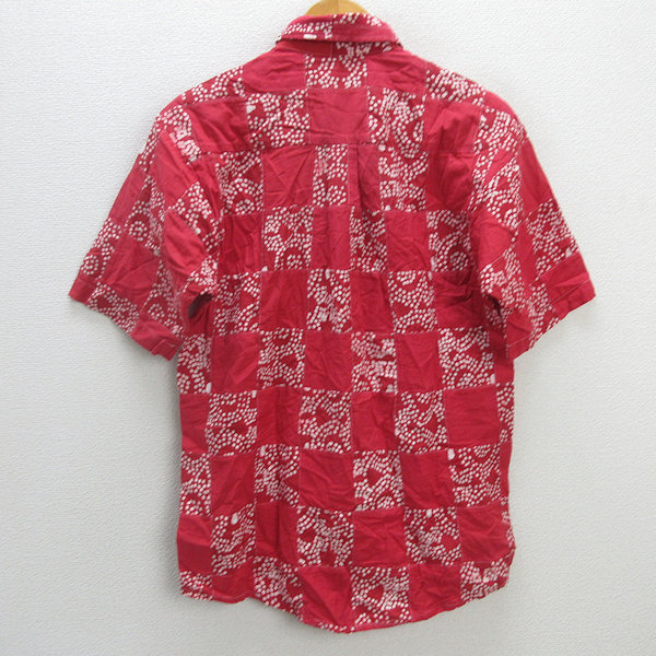 k■USA製■クリーブ/CLEVE SHIRTMAKERS 半袖パッチワークシャツ【S】赤/MENS■84【中古】_画像3