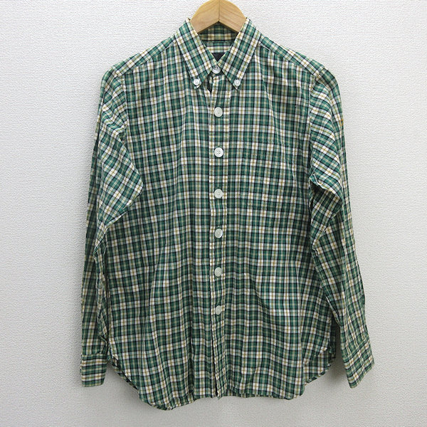 z#efe- tea /FAT long sleeve BD check shirt [TITCH] green /men\'s/9[ used ]#