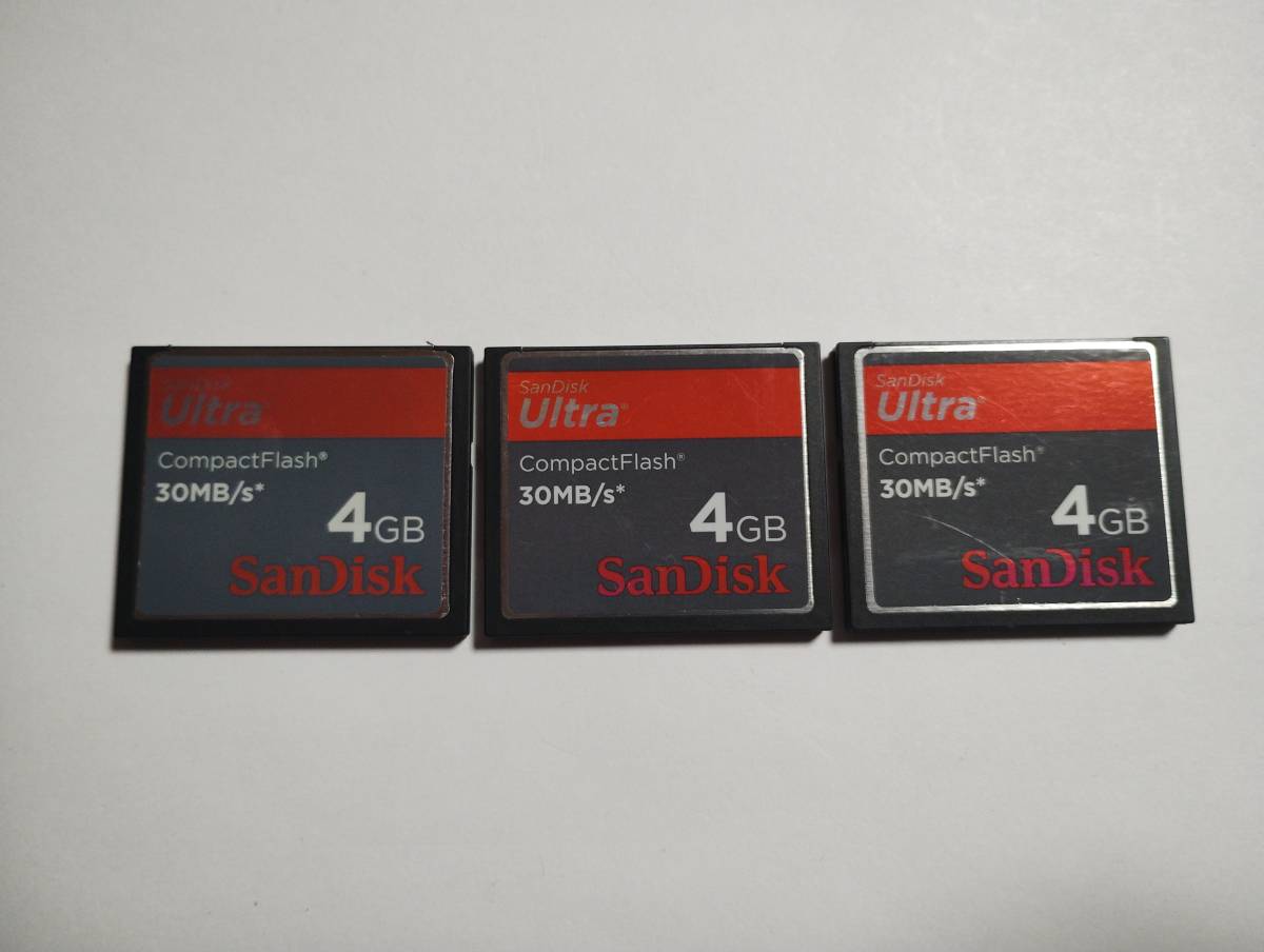 3枚セット　4GB　SanDisk　Ultra　CFカード　フォーマット済み　メモリーカード　コンパクトフラッシュカード_画像1