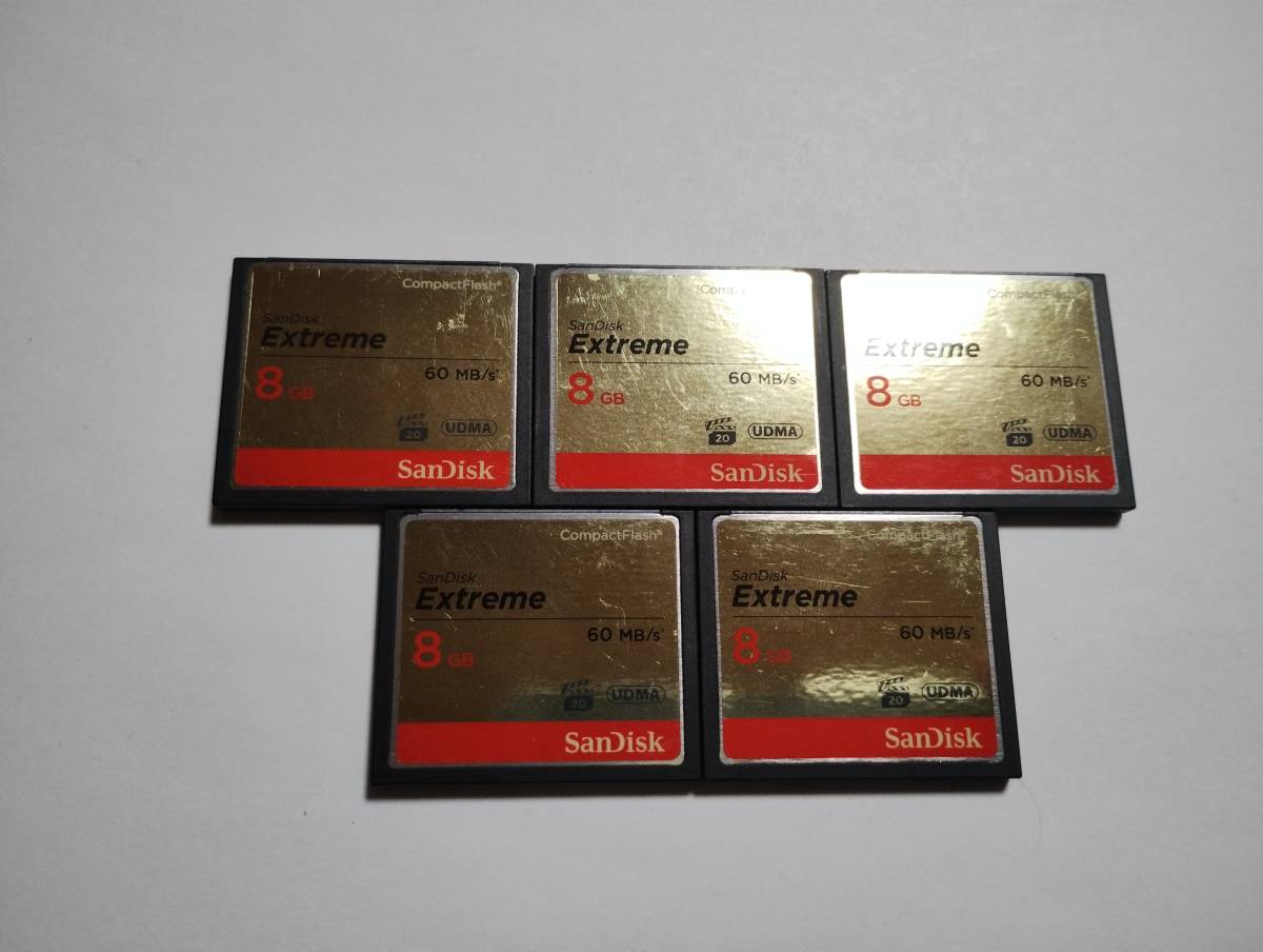 5枚セット　8GB　SanDisk　extreme　UDMA　CFカード　フォーマット済み　メモリーカード　コンパクトフラッシュカード_画像1