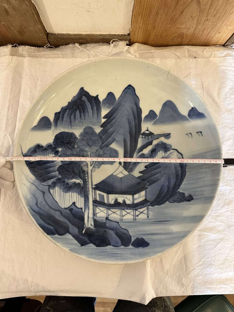 明治 古伊万里 絵付大皿 飾皿 煎茶道具 古陶磁製 時代物 骨董品 古美術品 アンティークコレクション コレクター 古九谷 お宝 古物 希少_画像6