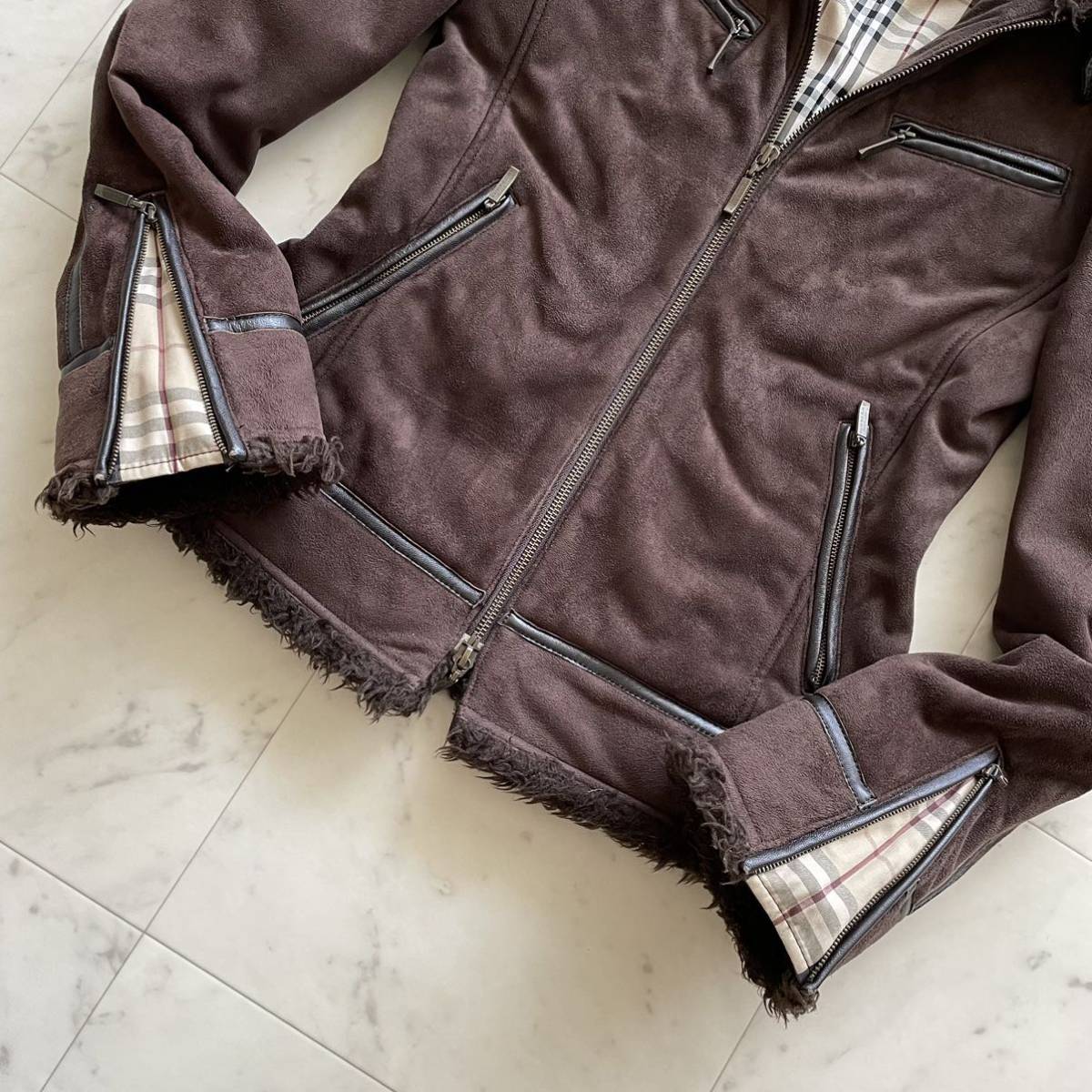 希少☆ バーバリーブラックレーベル BURBERRY BLACK LABEL Fムートン