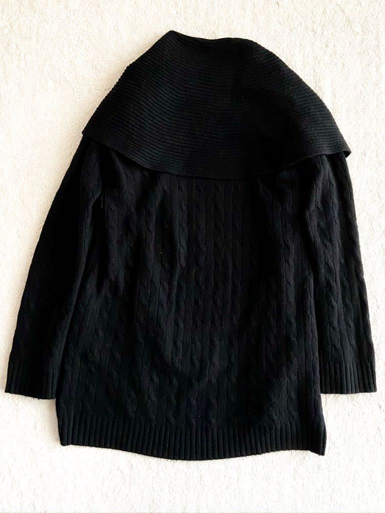 RALPH LAUREN カシミヤ100% ロングニットカーディガン sizeS ブラック 黒 アラン編み cashmere カシミア ラルフローレン ガウンニット_画像6