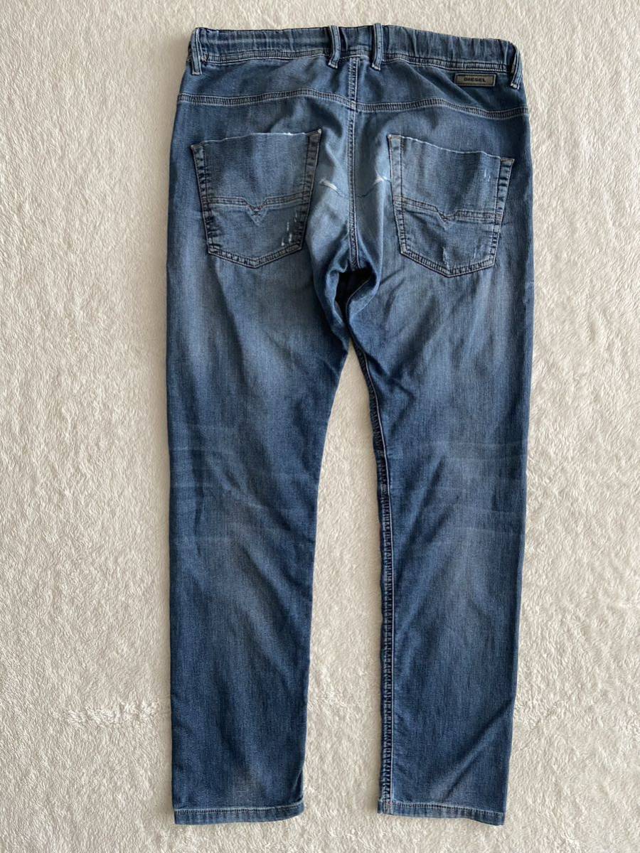 DIESEL size32 KROOLEY R-NE デニム スウェットパンツ ディーゼル ダメージ加工 インディゴ メンズ_画像3