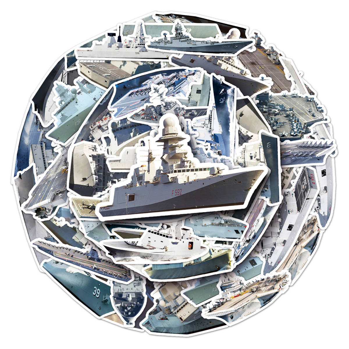 軍艦　戦艦　空母　巡洋艦　駆逐艦　コルベット　空母機動部隊　クルーザー　軍事　海上保安庁　海上自衛隊　シール　ステッカー50枚Y_画像1