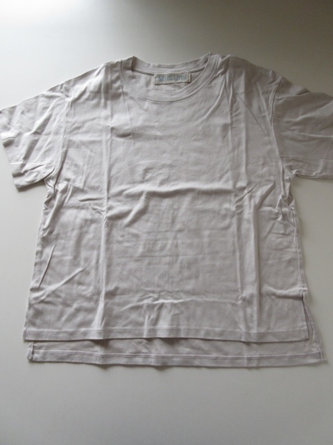 美品 MidiUmi / ミディウミ ストレッチコットン クルーネックワイドTシャツ L.GRAY * 半袖 カットソー レディース_画像3