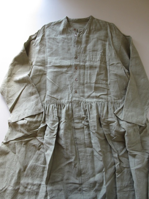 美品 2022SS nest Robe / ネストローブ 01221-1180 リネン近江晒 前開きシャツワンピース F GREEN * レディース ロングワンピース_画像3