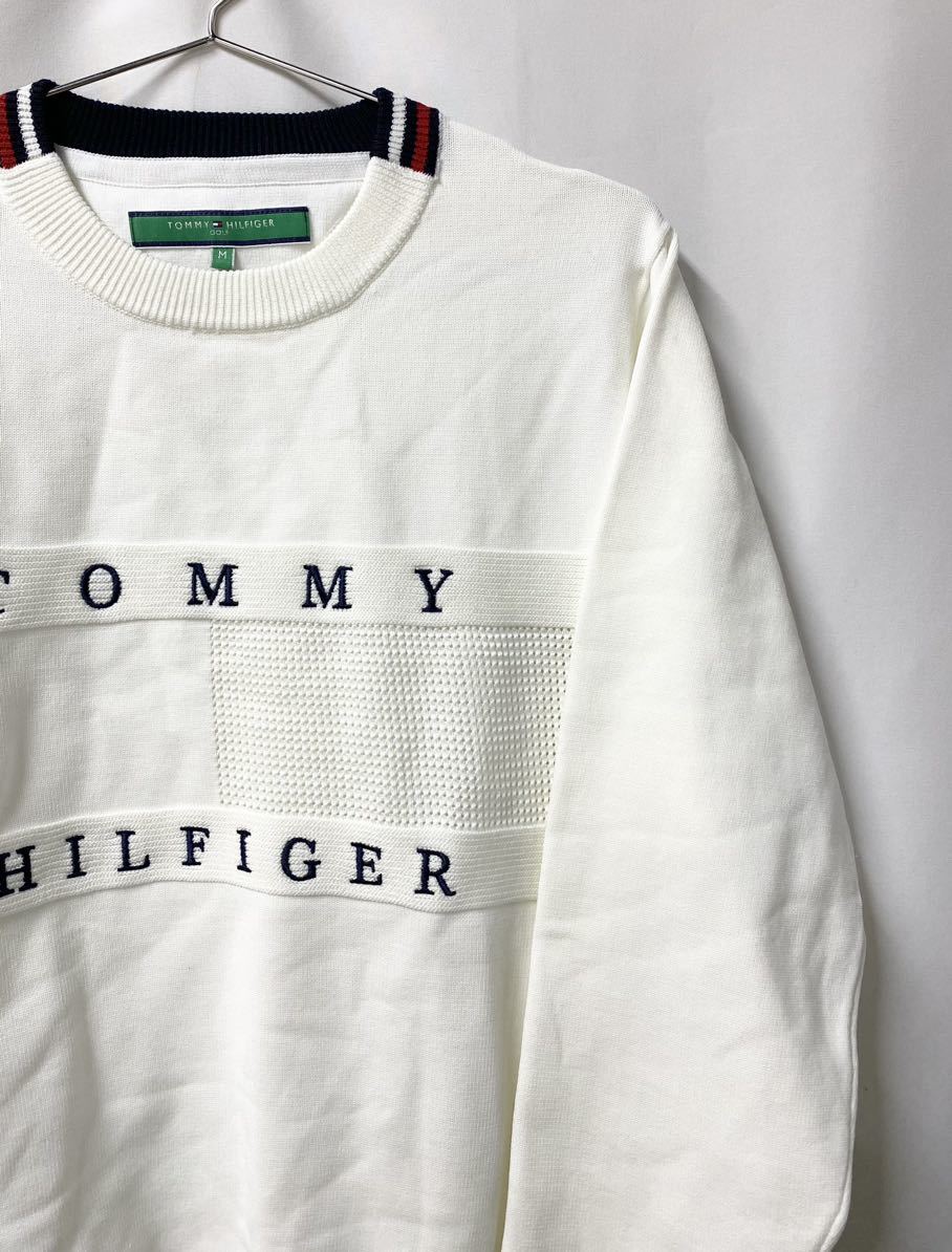 0400 TOMMY HILFIGER GOLF トミーヒルフィガー ゴルフ フラッグ編地 クルーネックニット セーター スウェット Mサイズ