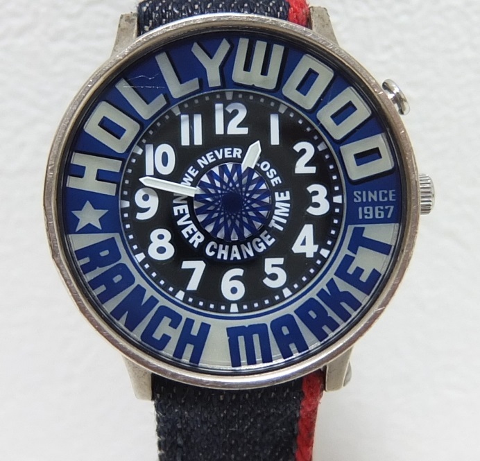 HRM ハリウッドランチマーケット ２代目 ネオン ウォッチ デニムベルト ハリラン 腕時計