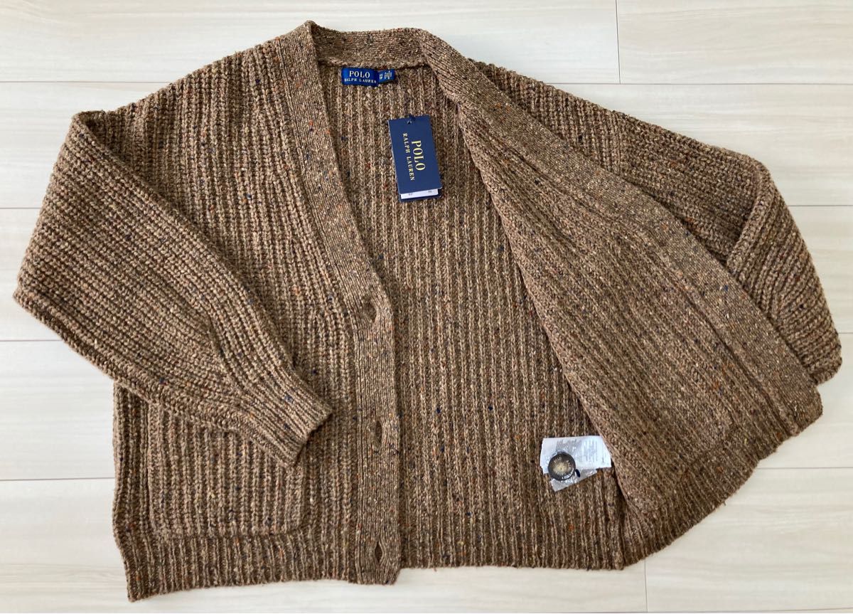 タグ付き新品未使用品　POLO RALPH LAUREN クロップド ウールブレンド カーディガン ウール カシミヤ混 XS 茶