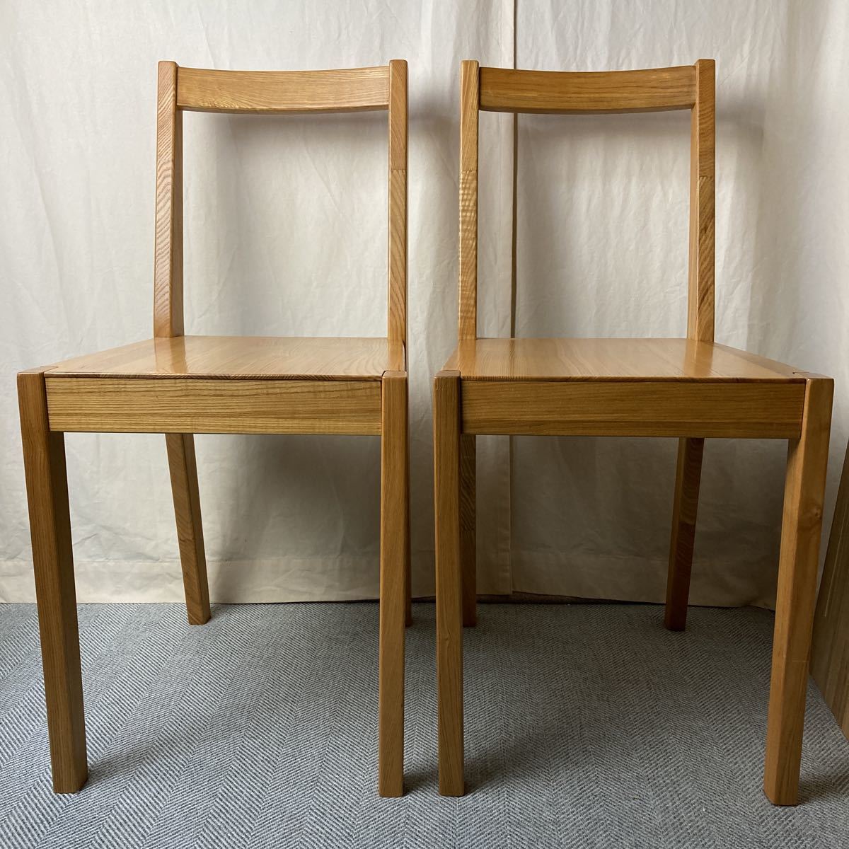 MUJI 無印良品 ダイニングチェア 2脚セット Ash chair 天然木 タモ材
