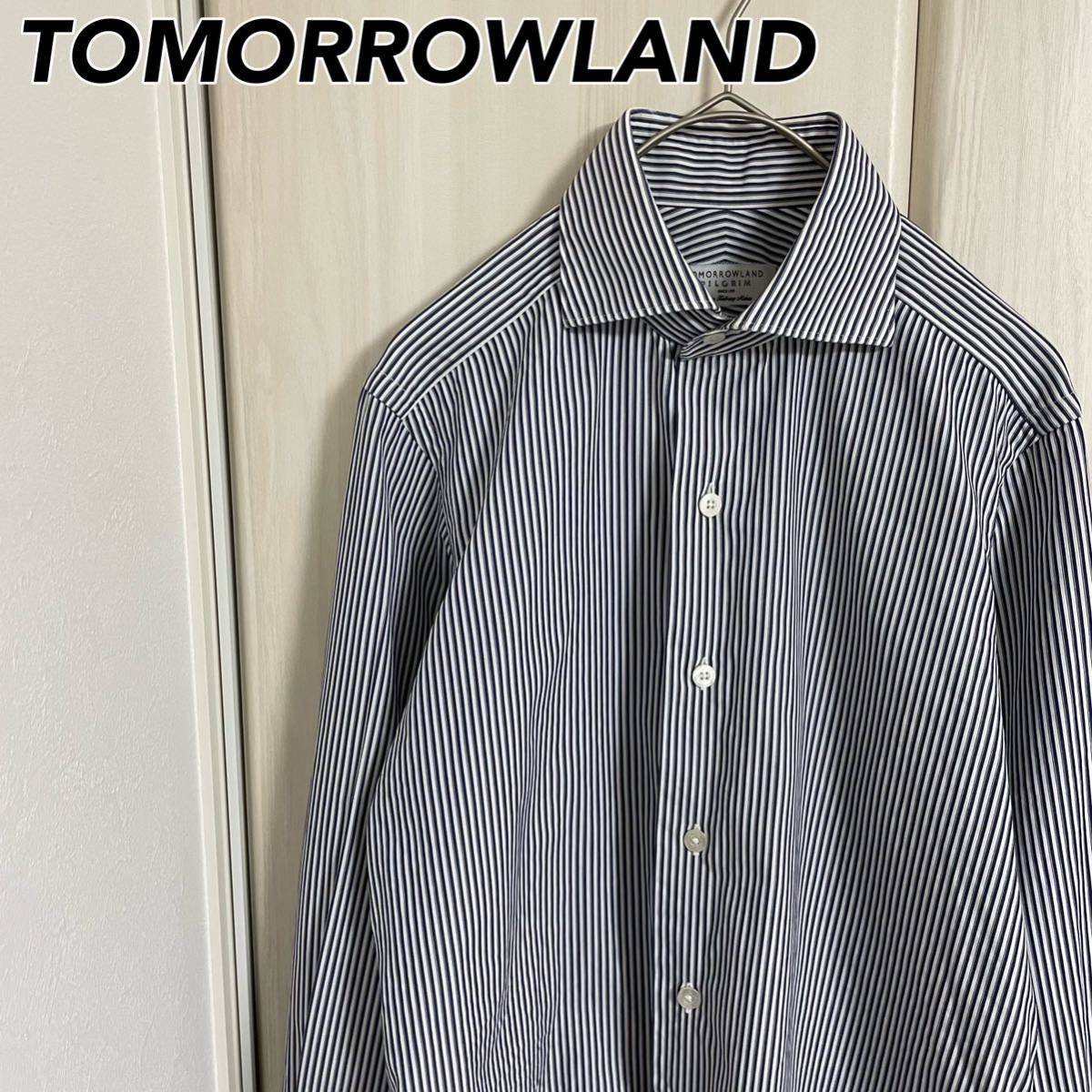トゥモローランド ストライプドレスシャツ ワイドカラー 長袖シャツ