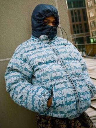 Supreme Fat Tip Jacquard Denim Puffer Jacket Blue シュプリーム