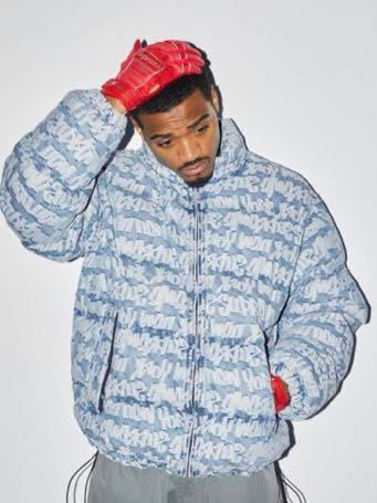 Supreme Fat Tip Jacquard Denim Puffer Jacket Blue シュプリーム